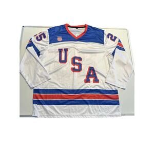 Team USA Hockey Charlie McAvoy Olympic Away Jersey White Blue Red XL Unbranded